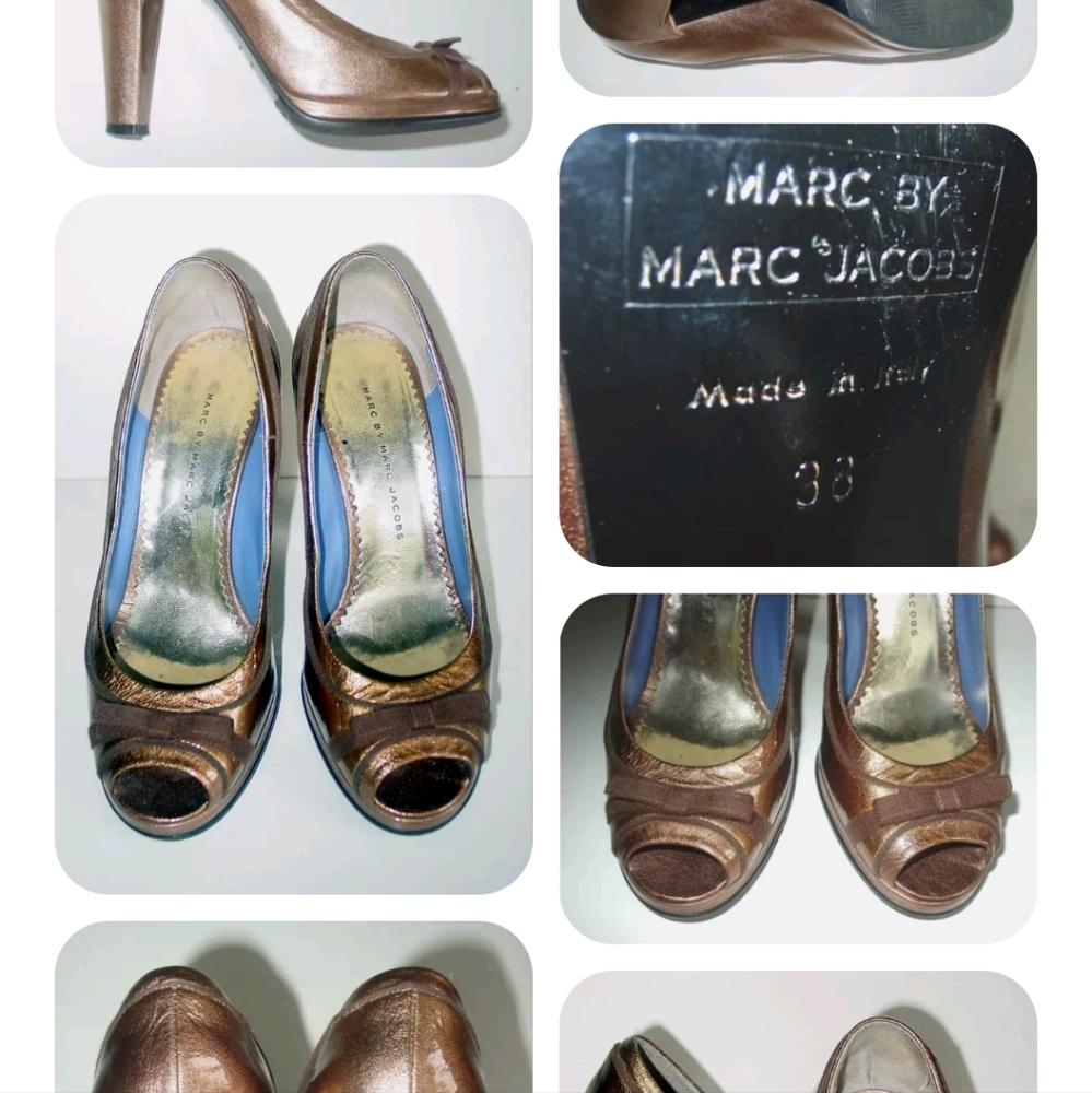 MARC BY MARK JACOBS Women's METALLIC Leather Shoes/PLATFORMS/Sz 38/ITALY/ELEGANT